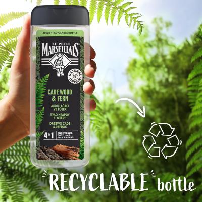 Le Petit Marseillais Cade Wood &amp; Fern Gel za prhanje za moške 400 ml