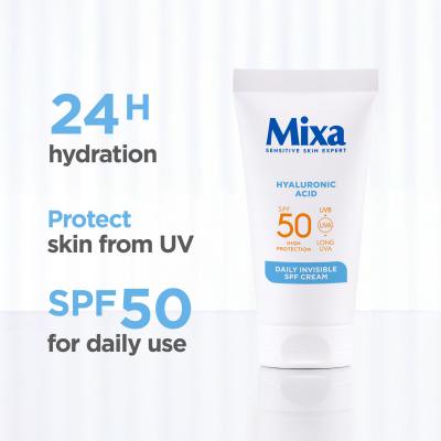 Mixa Hyaluronic Acid Daily Invisible SPF Cream SPF50 Dnevna krema za obraz za ženske 50 ml