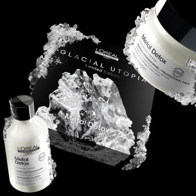 L&#039;Oréal Professionnel Metal Detox Glacial Utopia Limited Edition Darilni set šampon Metal Detox 300 ml + maska za lase Metal Detox 250 ml