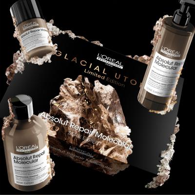 L&#039;Oréal Professionnel Absolut Repair Molecular Glacial Utopia Limited Edition Darilni set šampon Absolut Repair Molecular 300 ml + serum za lase Absolut Repair Molecular 250 ml + maska za lase Absolut Repair Molecular Professional Leave-In Mask 50 ml