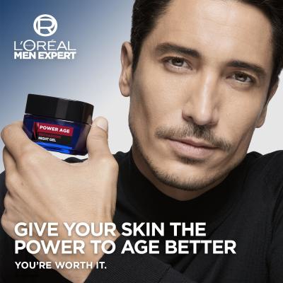 L&#039;Oréal Paris Men Expert Power Age Recharging Night Gel Gel za obraz za moške 50 ml