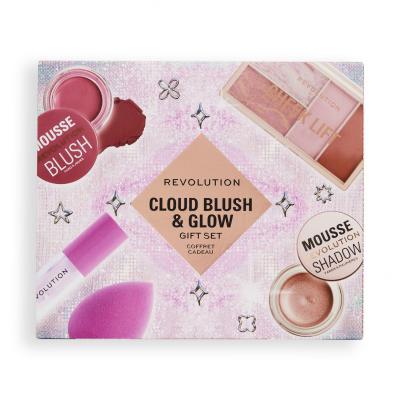 Makeup Revolution London Cloud Blush &amp; Glow Gift Set Darilni set senčilo za oči Mousse Shadow 4 g Rose Gold + rdečilo Mousse Blush 6 g Blossom Rose Pink + olje za ustnice Glaze Lip Oil 1,4 ml Pink + paletka za konturiranje Cheek Lift Palette 12 g + kozmetični aplikator za ličenje + kozmetični čopič