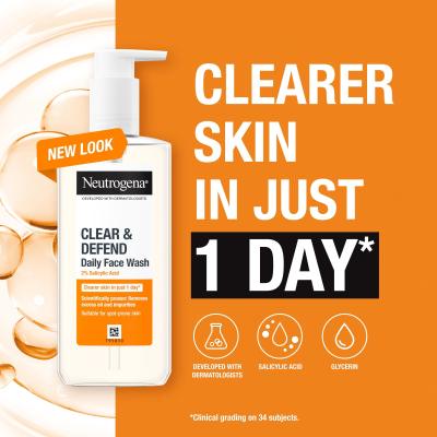 Neutrogena Clear &amp; Defend Daily Face Wash Čistilni gel 200 ml