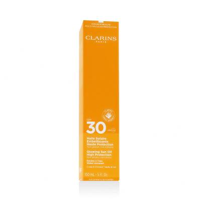 Clarins Sun Care Glowing Sun Oil SPF30 Zaščita pred soncem za telo za ženske 150 ml