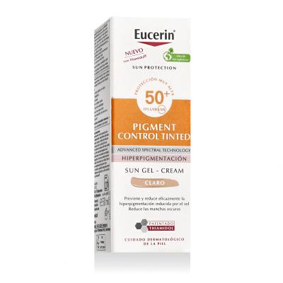 Eucerin Sun Protection Pigment Control Tinted Gel-Cream SPF50+ Zaščita pred soncem za obraz za ženske 50 ml Odtenek Light