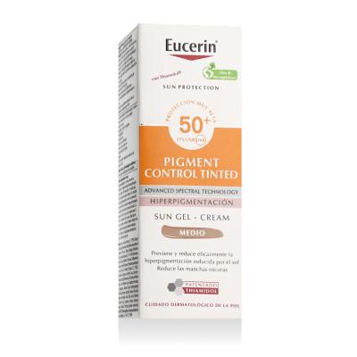 Eucerin Sun Protection Pigment Control Tinted Gel-Cream SPF50+ Zaščita pred soncem za obraz za ženske 50 ml Odtenek Medium