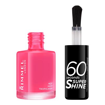 Rimmel London 60 Seconds Super Shine Lak za nohte za ženske 8 ml Odtenek 407 Hot Tropicana