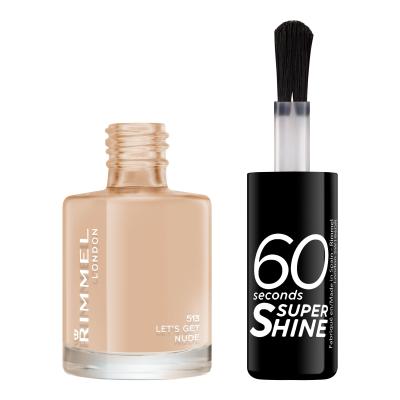 Rimmel London 60 Seconds Super Shine Lak za nohte za ženske 8 ml Odtenek 513 Let´s Get Nude