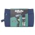 Gillette Mach3 Darilni set brivnik 1 kos + nadomestne britvice 1 kos + gel za britje Series Soothing With Aloe Vera Sensitive Shave Gel 200 ml + kozmetična torbica