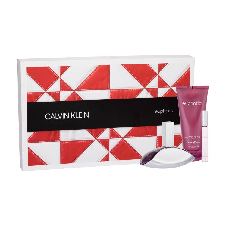 Calvin Klein Euphoria Darilni set parfumska voda 100 ml + losjon za telo 200 ml + parfumska voda roll-on 10 ml