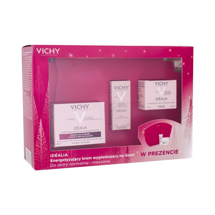 Vichy Idéalia Energizing Darilni set dnevna nega kože 50 ml + dnevna nega kože 15 ml + serum za kožo 3 ml + kozmetična torbica 1 ks
