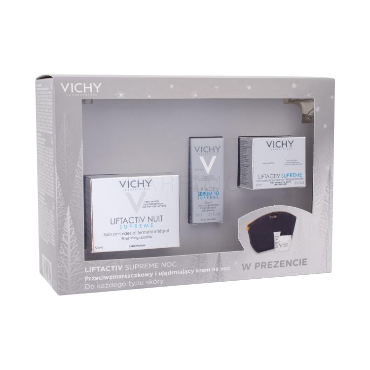Vichy Liftactiv Supreme Darilni set nočna nega kože 50 ml + dnevna nega kože 15 ml + serum za kožo 3 ml + kozmetična torbica 1 ks