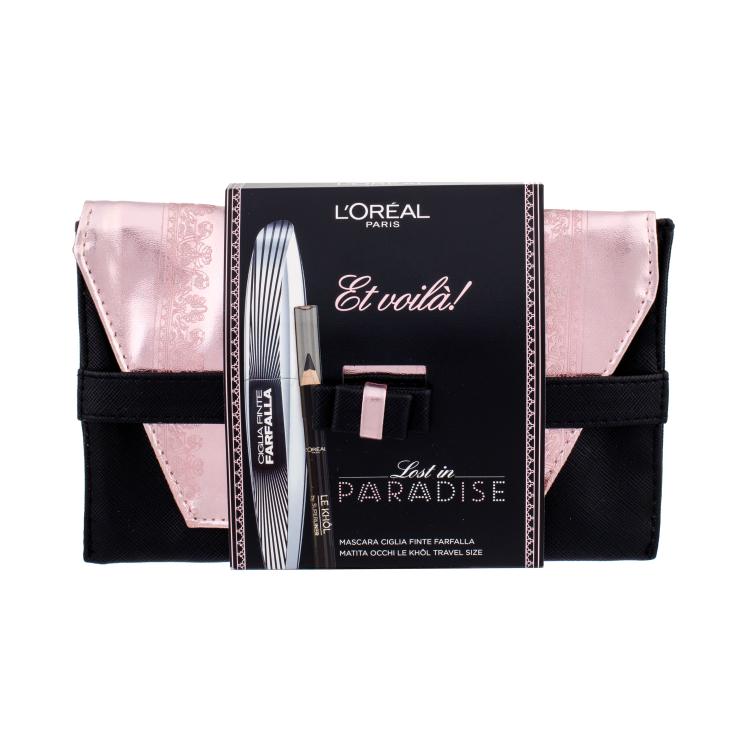 L&#039;Oréal Paris False Lash Wings Darilni set maskara 7 ml + črtalo za oči Le Khol 1 g 101 Midnight Black + kozmetična torbica