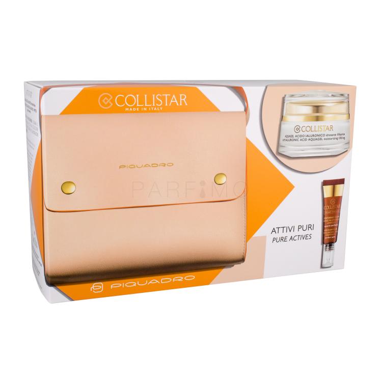 Collistar Pure Actives Hyaluronic Acid Aquagel Darilni set dnevna nega kože 50 ml + nega za področje okoli oči 7,5 ml + ročna torbica
