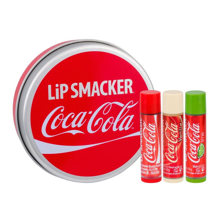 Lip Smacker Coca-Cola Darilni set balzam za ustnice 3 x 4 g + kovinska škatla