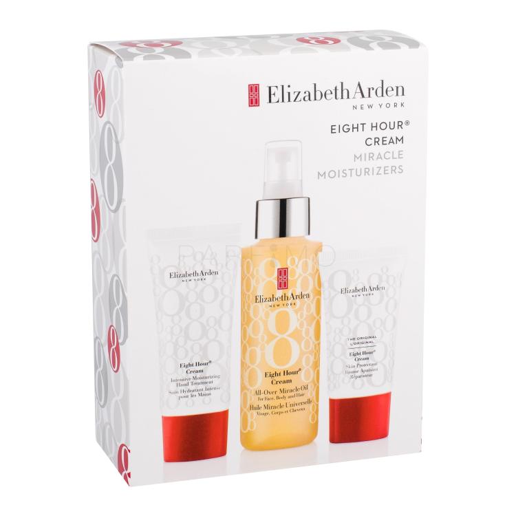 Elizabeth Arden Eight Hour Cream All-Over Miracle Oil Darilni set vlažilno olje 100 ml + dnevna nega kože 15 ml + krema za roke 30 ml