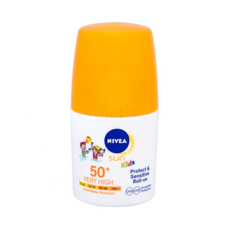 Nivea Sun Kids Protect &amp; Sensitive Roll-on SPF50+ Zaščita pred soncem za telo za otroke 50 ml