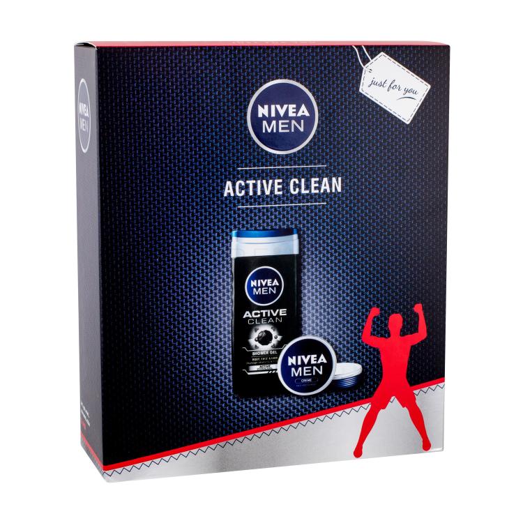 Nivea Men Active Clean Darilni set gel za prhanje 250 ml + krema Men Creme 75 ml