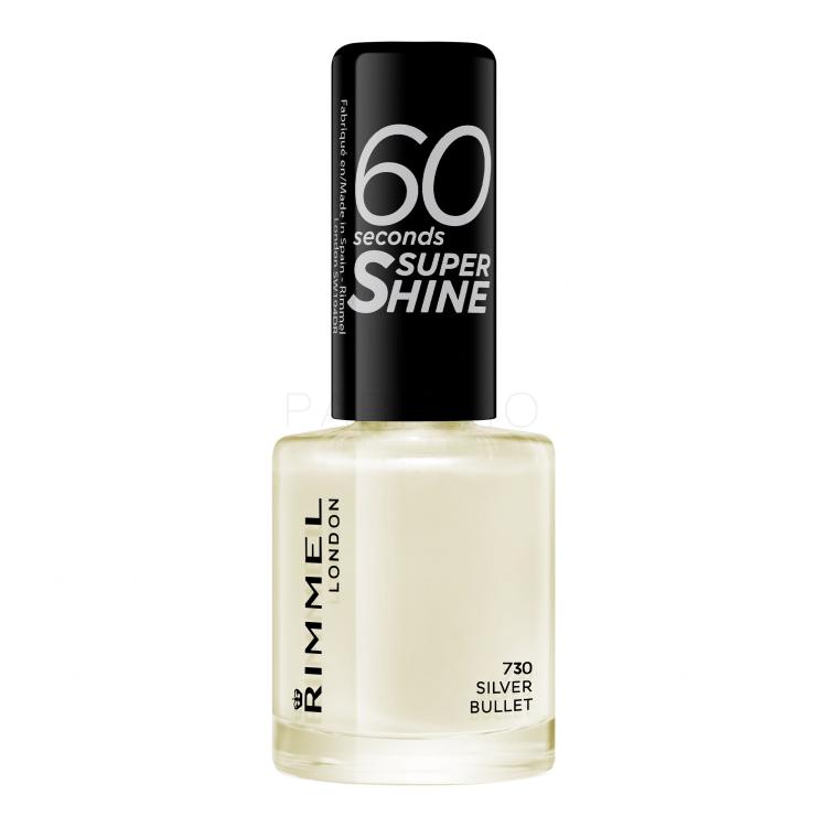 Rimmel London 60 Seconds Super Shine Lak za nohte za ženske 8 ml Odtenek 730 Silver Bullet