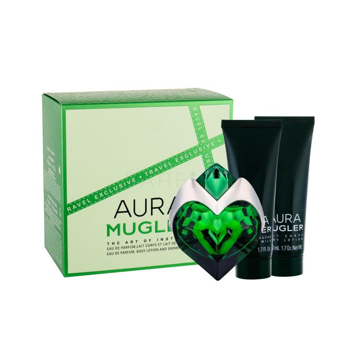 Mugler Aura Darilni set parfumska voda polnilo 50 ml + losjon za telo 50 ml + mleko za prhanje 50 ml za ponovno polnjenje