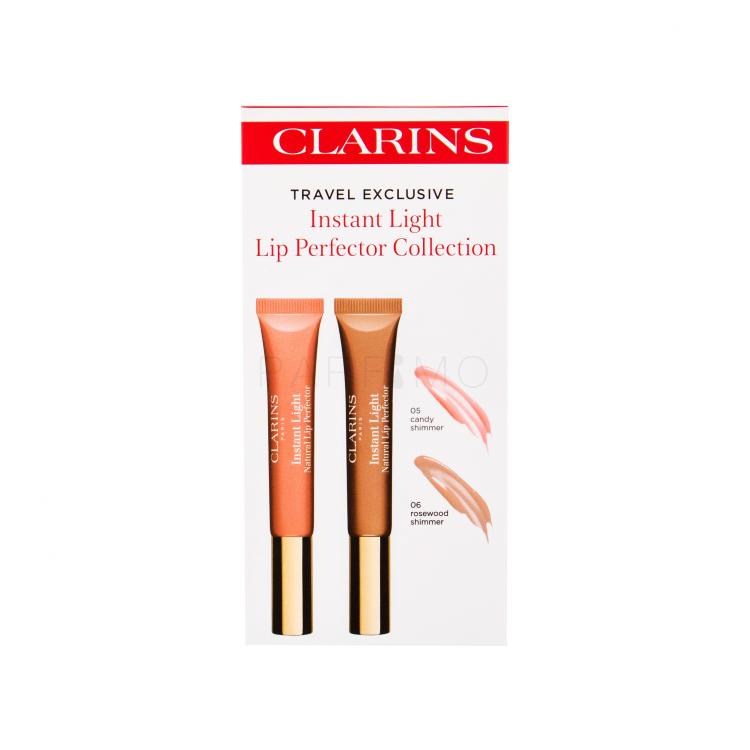 Clarins Instant Light Natural Lip Perfector Darilni set sijaj za ustnice 12 ml + sijaj za ustnice 12 ml 06 Rosewood Shimmer