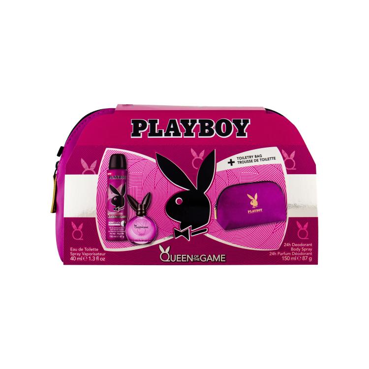 Playboy Queen of the Game Darilni set toaletna voda 40 ml + deodorant 150 ml + kozmetična torbica