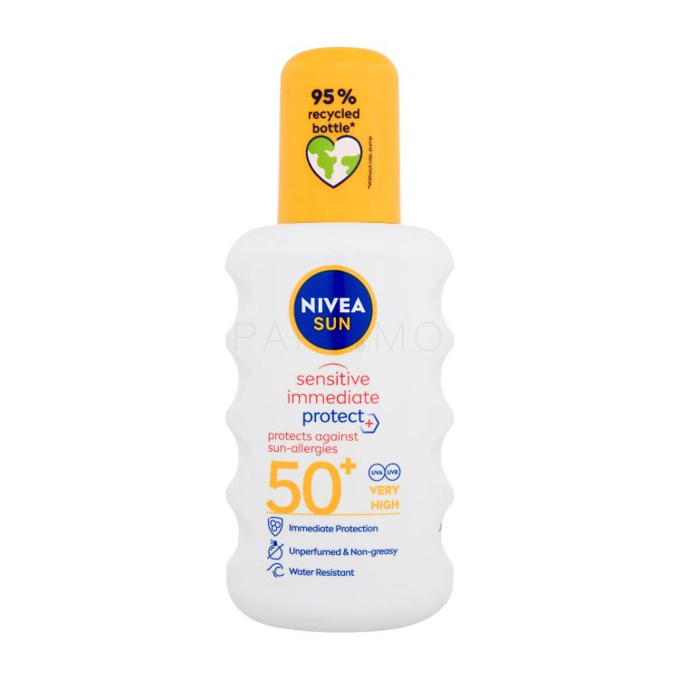 Nivea Sun Sensitive Immediate Protect+ Sun-Allergy SPF50+ Zaščita pred soncem za telo 200 ml
