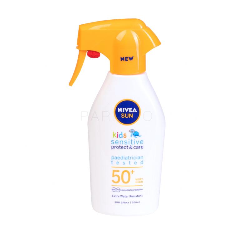 Nivea Sun Kids Protect &amp; Care Sensitive Sun Spray SPF50+ Zaščita pred soncem za telo za otroke 300 ml