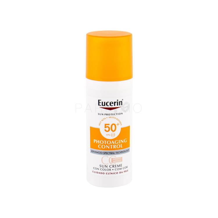 Eucerin Sun Protection Photoaging Control CC Cream SPF50+ Zaščita pred soncem za obraz za ženske 50 ml Odtenek Medium
