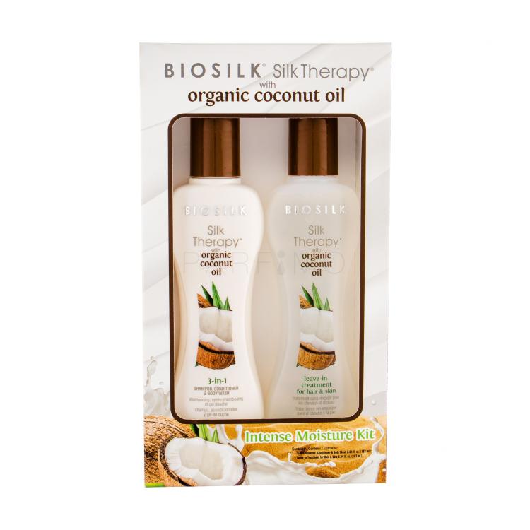 Farouk Systems Biosilk Silk Therapy Organic Coconut Oil Darilni set šampon 3v1 167 ml + nega brez izpiranja 167 ml