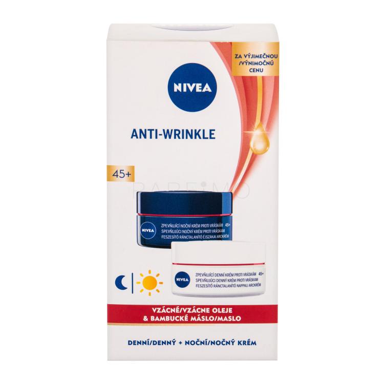 Nivea Anti-Wrinkle Firming Darilni set dnevna krema za obraz 50 ml + nočna krema za obraz 50 ml