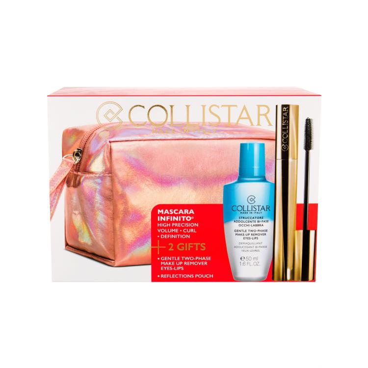 Collistar Infinito Darilni set maskara 11 ml + dvofazni odstranjevalec ličil Gentle Two Phase 50 ml + kozmetična torbica