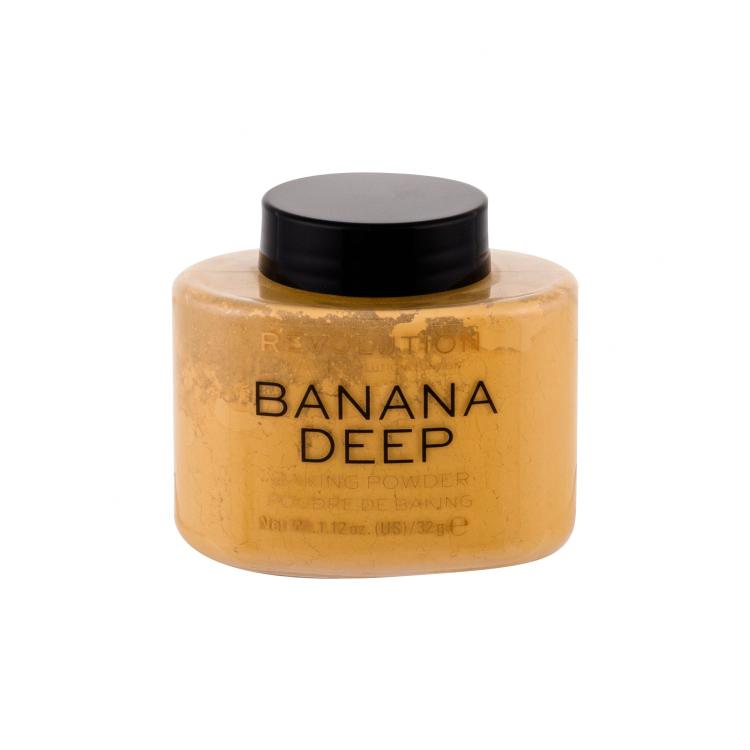 Makeup Revolution London Baking Powder Puder v prahu za ženske 32 g Odtenek Banana Deep