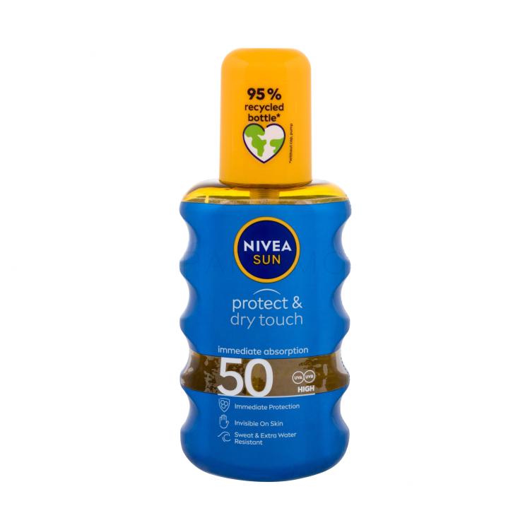 Nivea Sun Protect &amp; Dry Touch Invisible Spray SPF50 Zaščita pred soncem za telo 200 ml