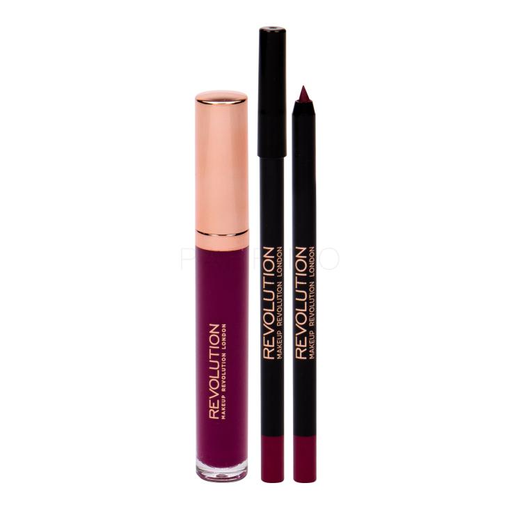 Makeup Revolution London Retro Luxe Gloss Lip Kit Darilni set sijaj za ustnice 5,5 ml + konturni svinčnik za ustnice 1 g