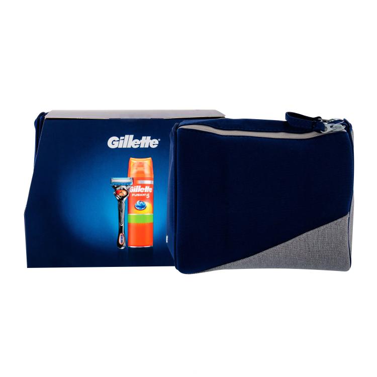 Gillette Fusion Proglide Flexball Darilni set brivnik z eno glavo 1 kos + gel za britje Fusion5 Ultra Sensitive 200 ml + kozmetična vrečka