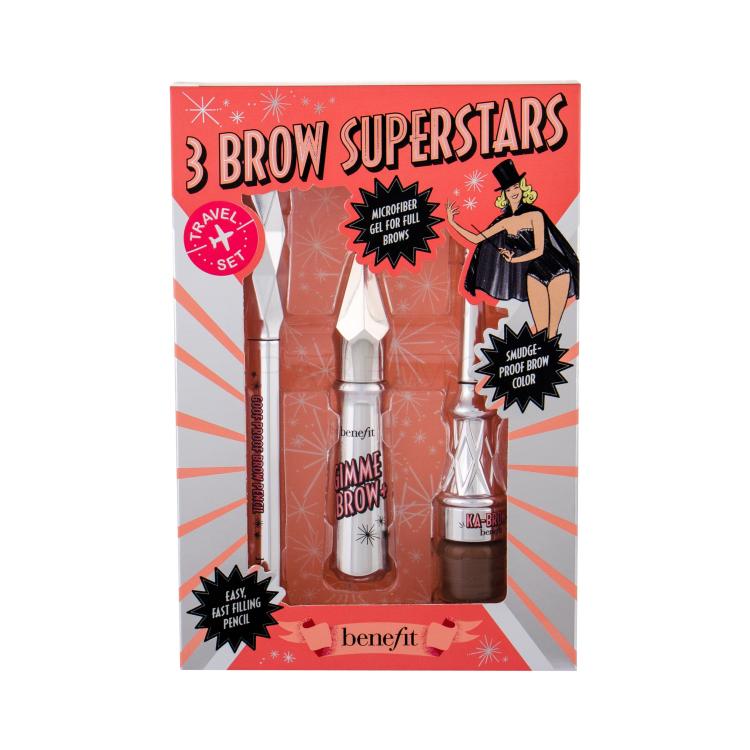 Benefit Gimme Brow+ 3 Brow Superstars Darilni set gel za volumen obrvi 3 g + črtalo za obrvi Goof Proof 0,17 g + kremni gel za obrvií Ka-Brow! 1,5 g