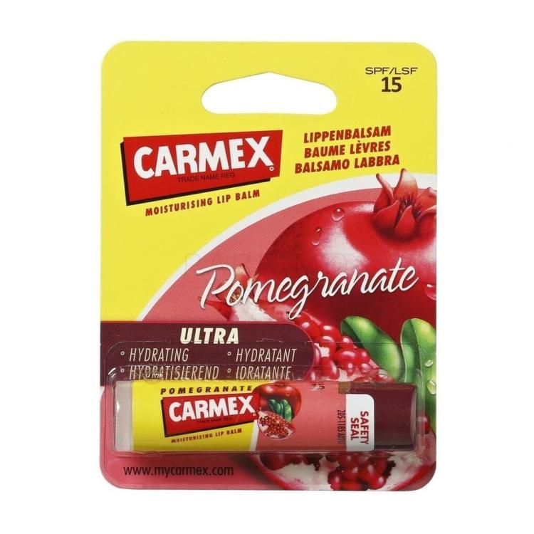 Carmex Ultra Moisturising Lip Balm Pomegranate SPF15 Balzam za ustnice za ženske 4,25 g