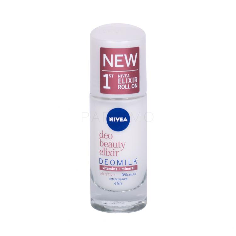 Nivea Deo Beauty Elixir Deomilk Sensitive Roll-on Antiperspirant za ženske 40 ml
