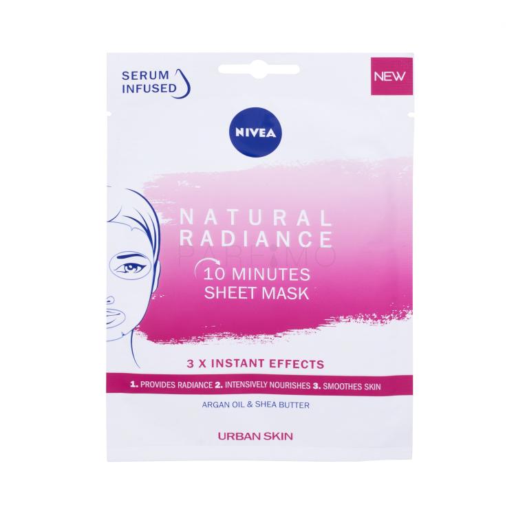 Nivea Natural Radiance 10 Minutes Sheet Mask Maska za obraz za ženske 1 kos