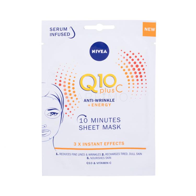 Nivea Q10 Plus C 10 Minutes Sheet Mask Maska za obraz za ženske 1 kos