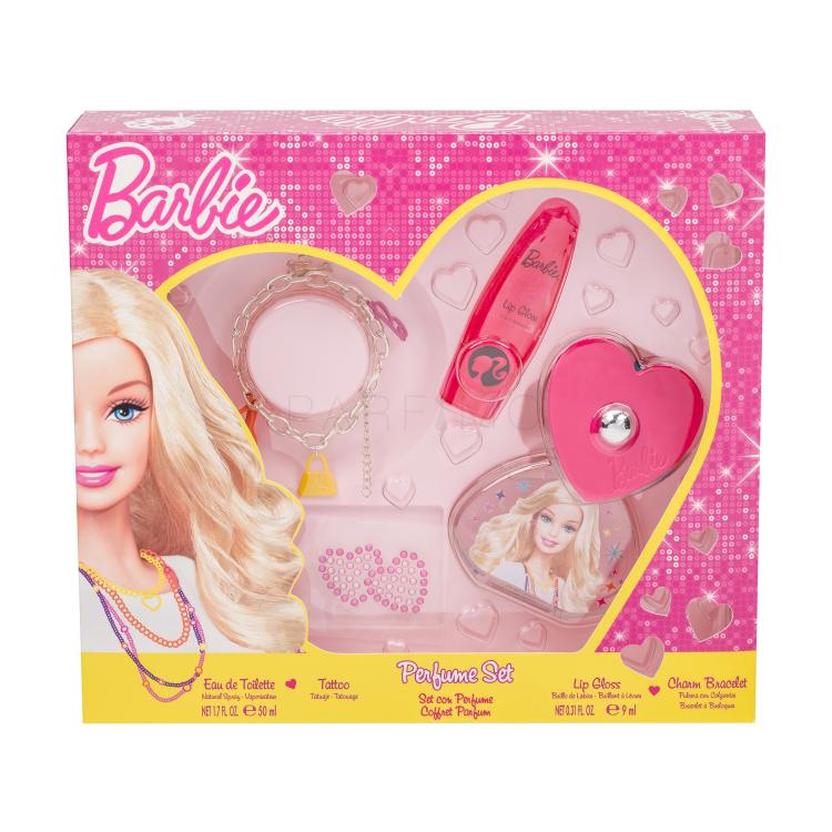 Barbie Barbie Darilni set toaletní voda 50 ml + tetování + lesk na rty 9 ml + řetízek na ruku 1 ks