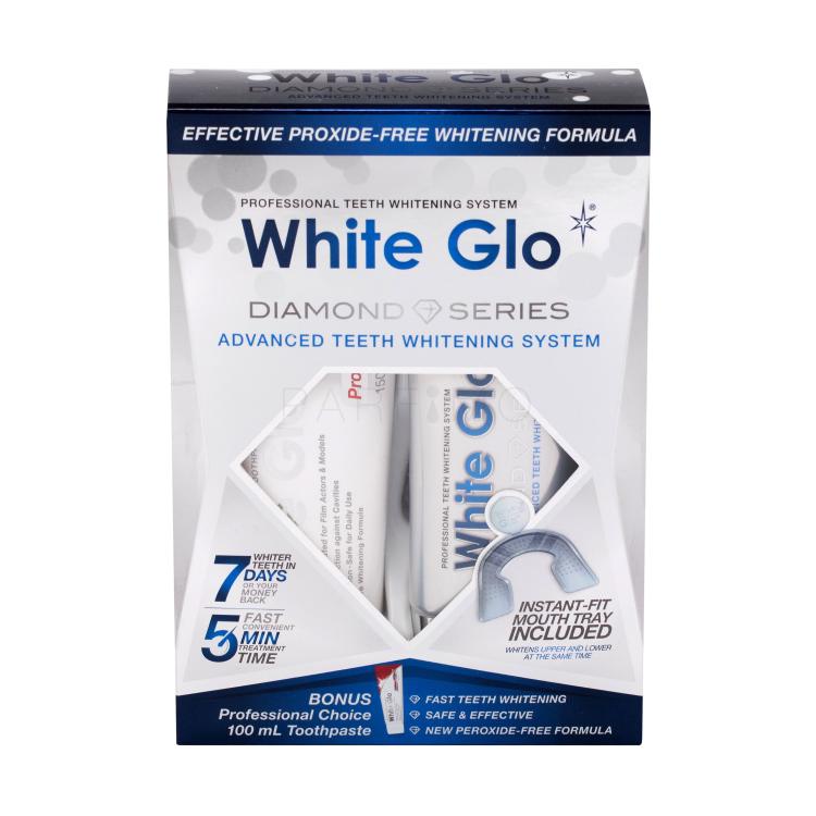 White Glo Diamond Series Advanced teeth Whitening System Darilni set 7-dnevni tretma za beljenje zob 50 ml + zobna pasta Professional Choice 100 ml