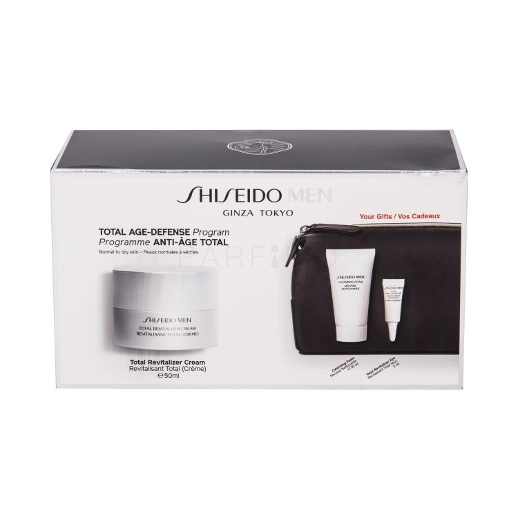 Shiseido MEN Total Revitalizer Darilni set dnevna nega za obraz Total Revitalizer Cream 50 ml + nega za predel okoli oči Total Revitalizer Eye Cream 3 ml + čistilna pena za obraz 30 ml + kozmetična torbica