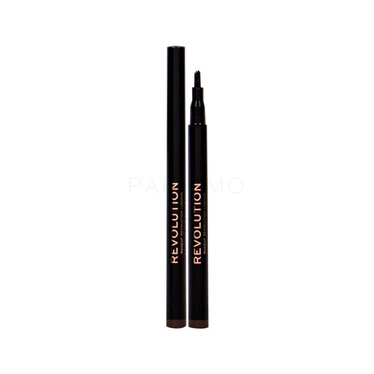 Makeup Revolution London Micro Brow Pen Svinčnik za obrvi za ženske 1 ml Odtenek Medium Brown