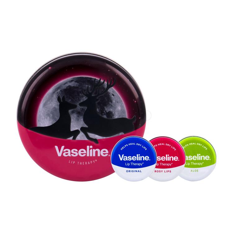 Vaseline Lip Therapy Darilni set balzam za ustnice 20 g + balzam za ustnice 20 g Rosy Lips + balzam za ustnice 20 g Original + škatlica