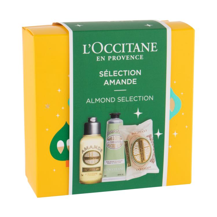 L&#039;Occitane Almond (Amande) Darilni set olje za prhanje 75 ml + krema za roke 30 ml + trdo milo Delicious Soap 50 g