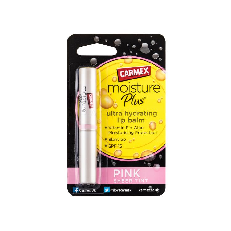 Carmex Moisture Plus SPF15 Balzam za ustnice za ženske 2 g Odtenek Pink