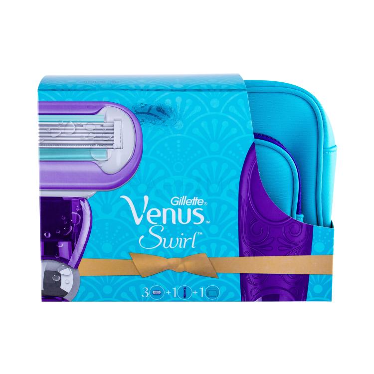 Gillette Venus Swirl Darilni set brivnik 1 kos + nadomestne britvice 2 kos + kozmetična torbica