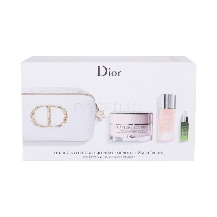 Christian Dior Capture Youth Age-Delay Advanced Creme Darilni set denní pleťová péče 50 ml + čisticí pleťová voda 50 ml + pleťové sérum 7 ml + kosmetická taška